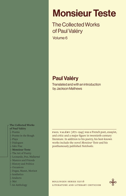 Monsieur Teste: The Collected Works of Paul Valery, Volume 6