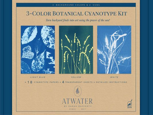 3-Color Botanical Cyanotype Kit: Beginner-Friendly Solar Printing Kit for DIY Nature Art