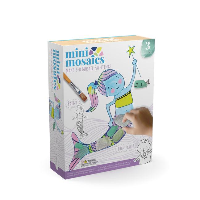 Mini Mosaics Whimsical Sea Friends: Paint and Decorate Canvas Boards with Tumbled Glass - DIY Mixed-Media Craft Gift for Ages 6 and Up