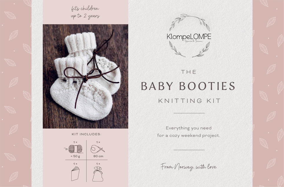 The Baby Booties Knitting Kit: Norwegian Knits from Klompelompe, 100% Wool, Bamboo Needles, Accessory Bag, Step-By-Step Booklet, and Bonus Videos; Cozy We