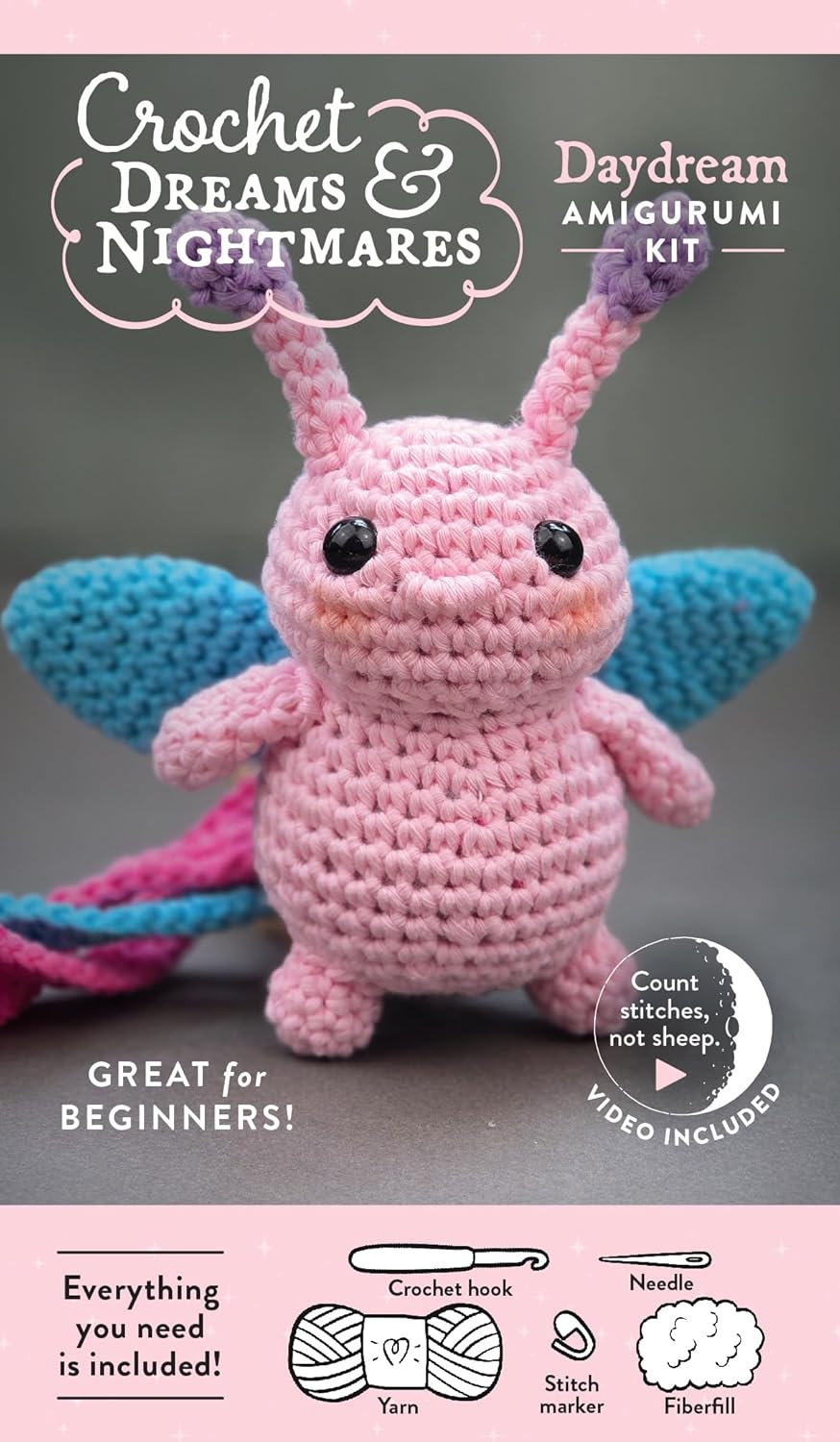Crochet Dreams and Nightmares Amigurumi Kit Daydream: Everything You Need Is Included: 100% Cotton Yarn, Crochet Hook, Stitch Marker, Tapestry Needle,