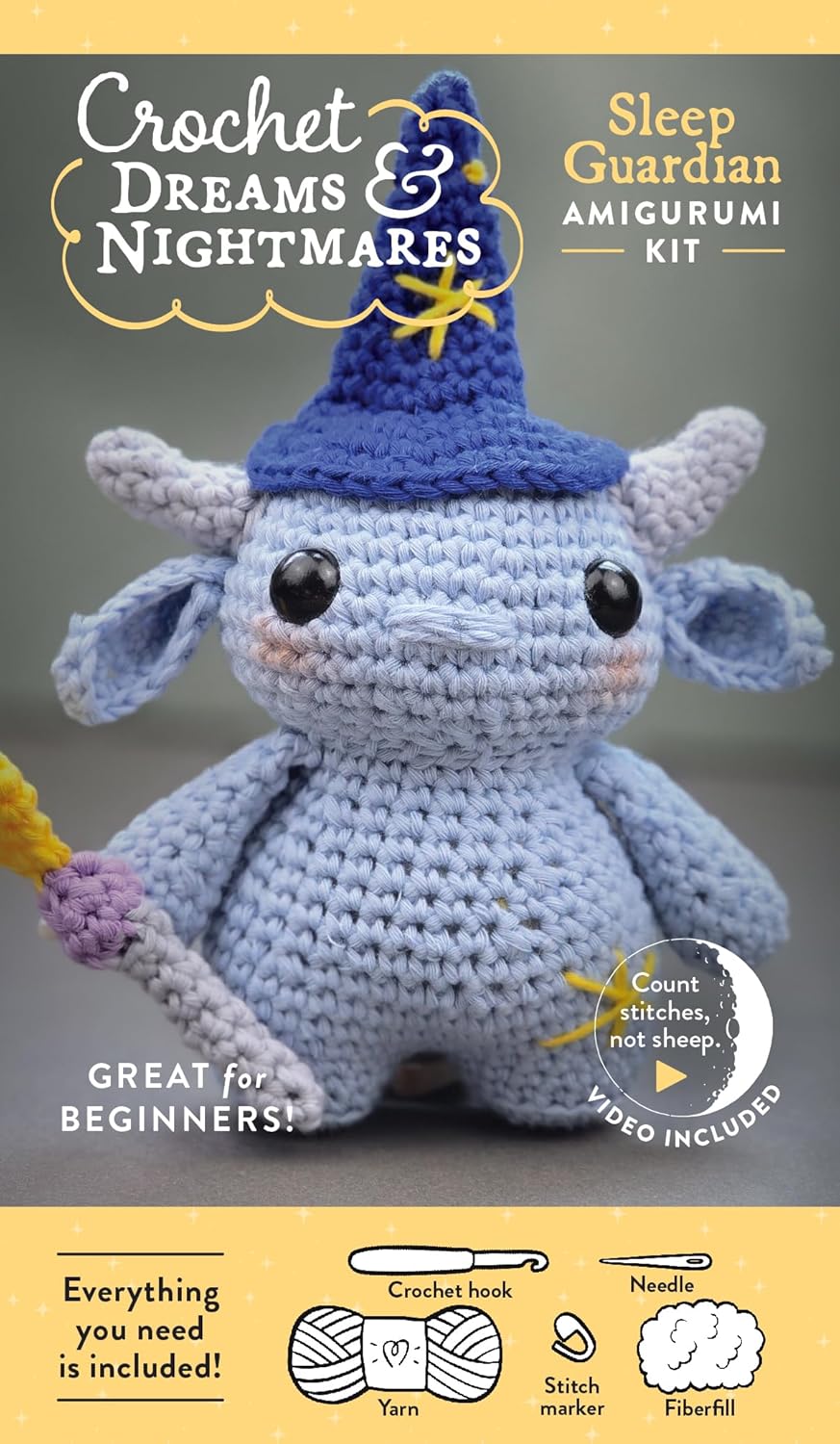Crochet Dreams and Nightmares Amigurumi Kit Sleep Guardian: Everything You Need Is Included: 100% Cotton Yarn, Crochet Hook, Stitch Marker, Tapestry N