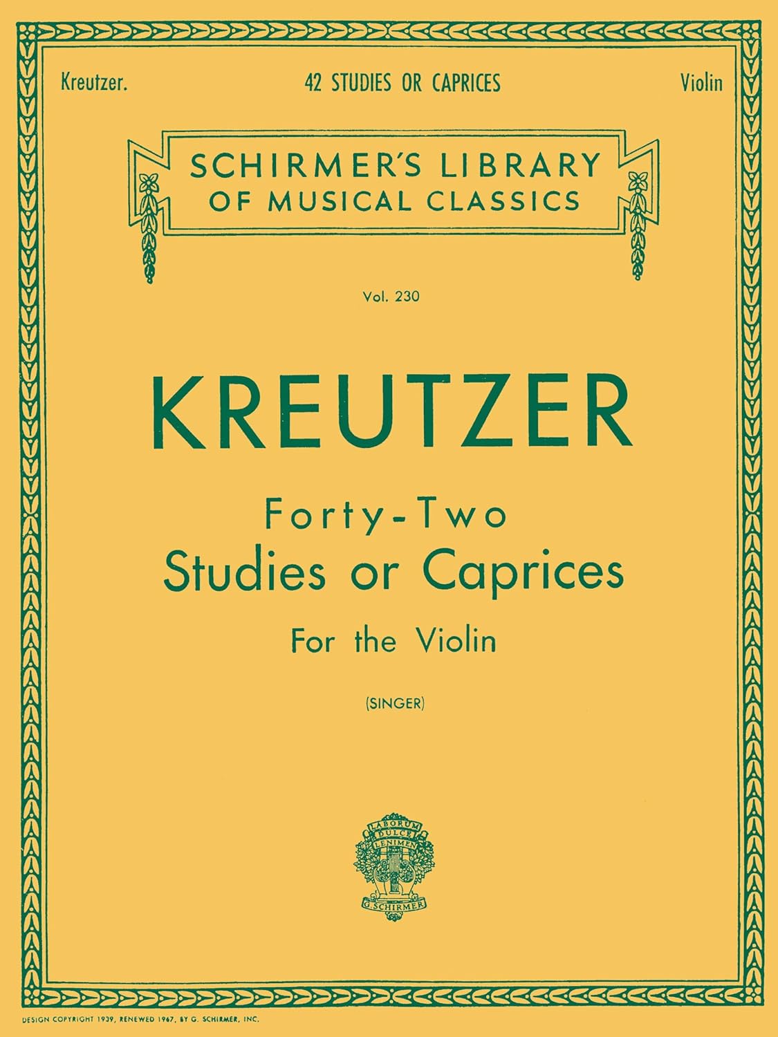 Kreutzer - 42 Studies or Caprices Violin Sheet Music for Intermediate to Advanced Players Schirmer Library of Classics Volume 230