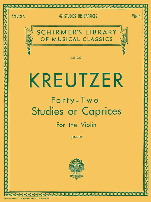 Kreutzer - 42 Studies or Caprices Violin Sheet Music for Intermediate to Advanced Players Schirmer Library of Classics Volume 230