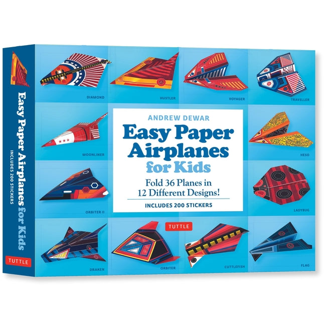 Easy Paper Airplanes Kit: For Kids!! Fold 36 Paper Planes in 12 Different Designs! (Includes 200 Stickers!)