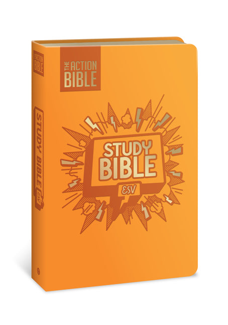 The Action Bible Study Bible Esv, Leathersoft, Orange, Full Color (Premium)