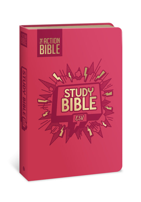 The Action Bible Study Bible Esv, Leathersoft, Pink, Full Color (Premium)