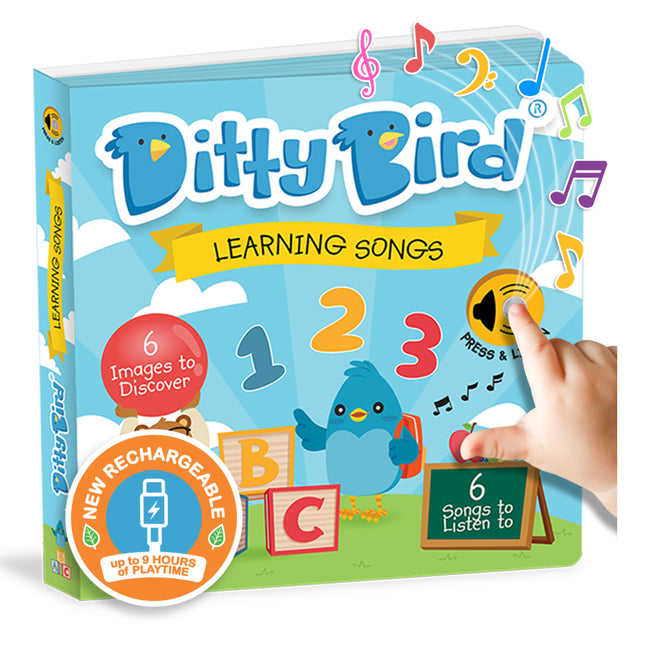 Ditty Bird Learning Songs Interactive Musical Book for Toddlers 1- 3 Sing-Along Boardbook for Baby