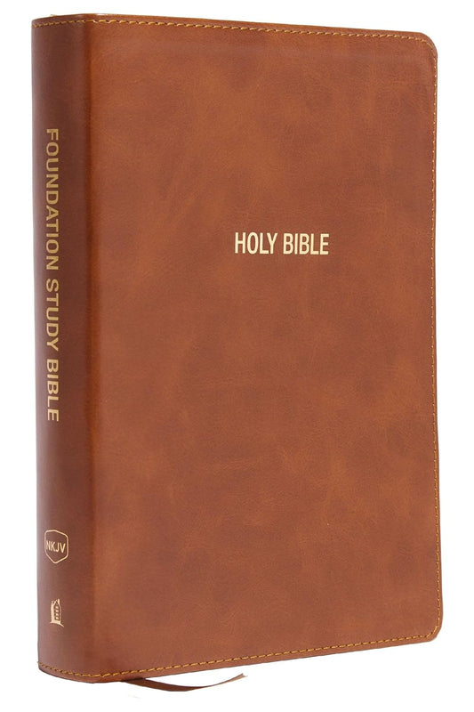 NKJV Foundation Study Bible, Wide-Margin, Brown Leathersoft, Red Letter