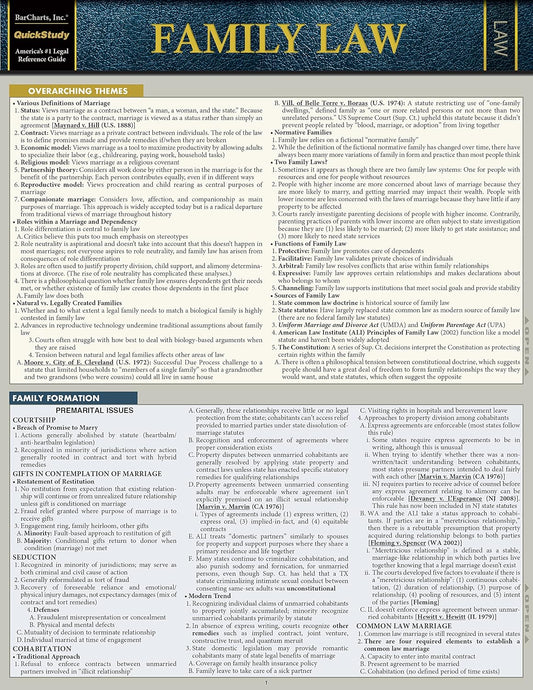 Family Law: A Quickstudy Laminated Reference Guide (Third Edition, New Edition, Updated & Revised)