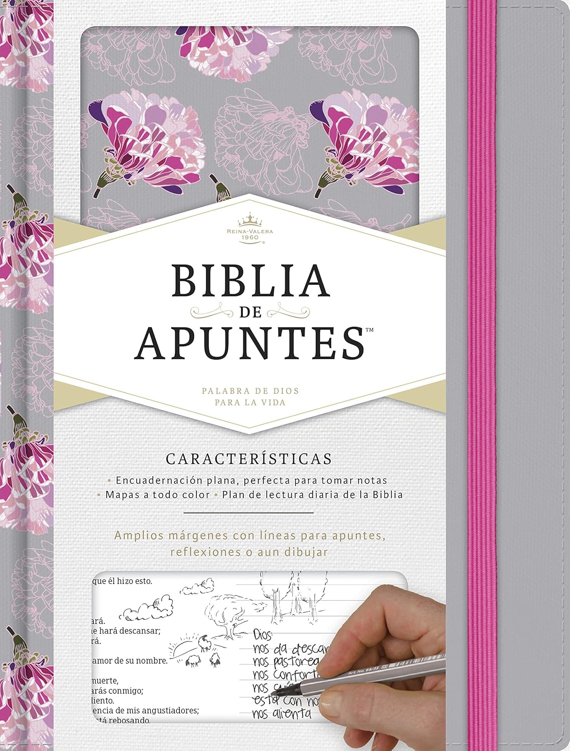 Rvr 1960 Biblia de Apuntes, Gris Y Floreado Tela Impresa (Spanish Language)