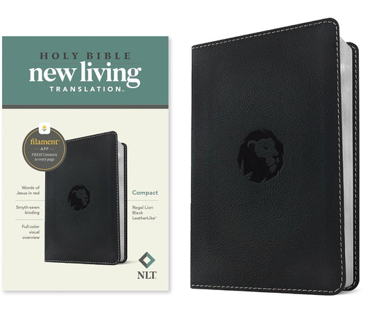 NLT Compact Bible, Filament Enabled (Leatherlike, Regal Lion Black, Red Letter)