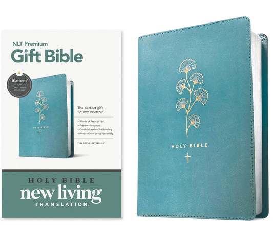 Premium Gift Bible Nlt, Filament Enabled (Leatherlike, Teal Cross, Red Letter)