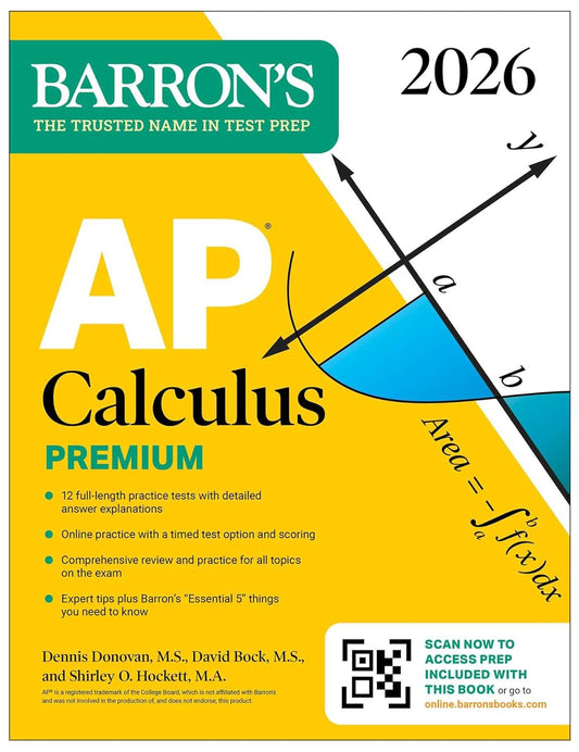 AP Calculus Premium, 2026: Prep Book with 12 Practice Tests + Comprehensive Review + Online Practice