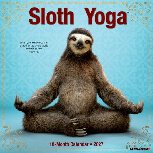 Sloth Yoga 2027 12 X 12 Wall Calendar
