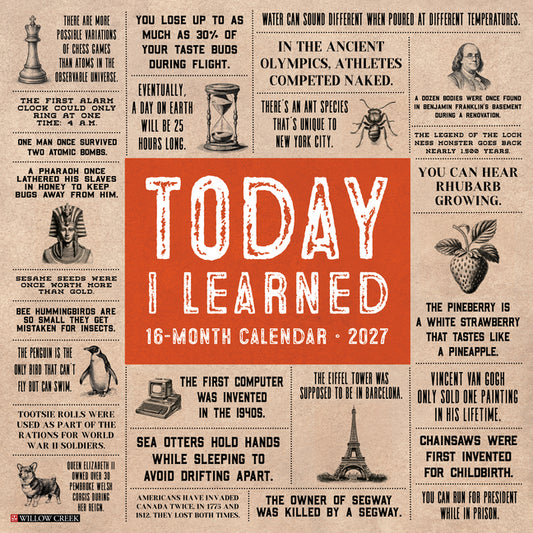 Today I Learned 2027 12 X 12 Wall Calendar