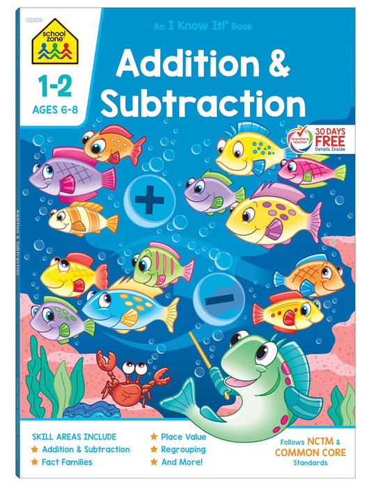 School Zone Addition & Subtraction Grades 1-2 Workbook