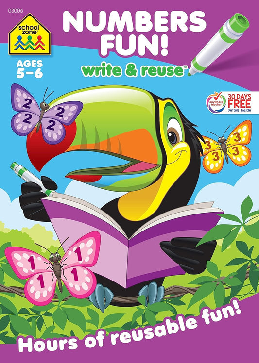 School Zone Numbers Fun! Write & Reuse Workbook