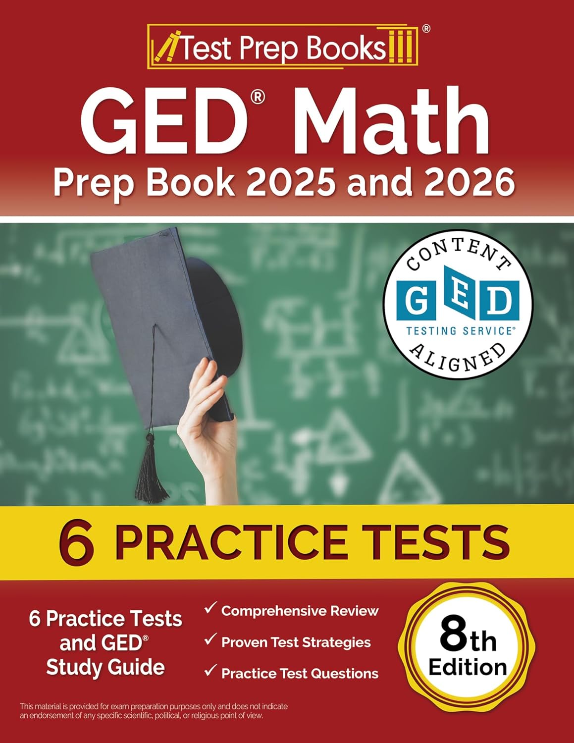 GED Math Prep Book 2025 and 2026: 6 Practice Tests and GED Study Guide [8th Edition]