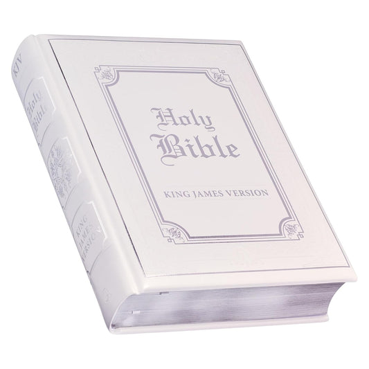 KJV Holy Bible, Classically Illustrated Heirloom Family Bible, Faux Leather Hardcover - Ribbon Markers, King James Version, White/Silver