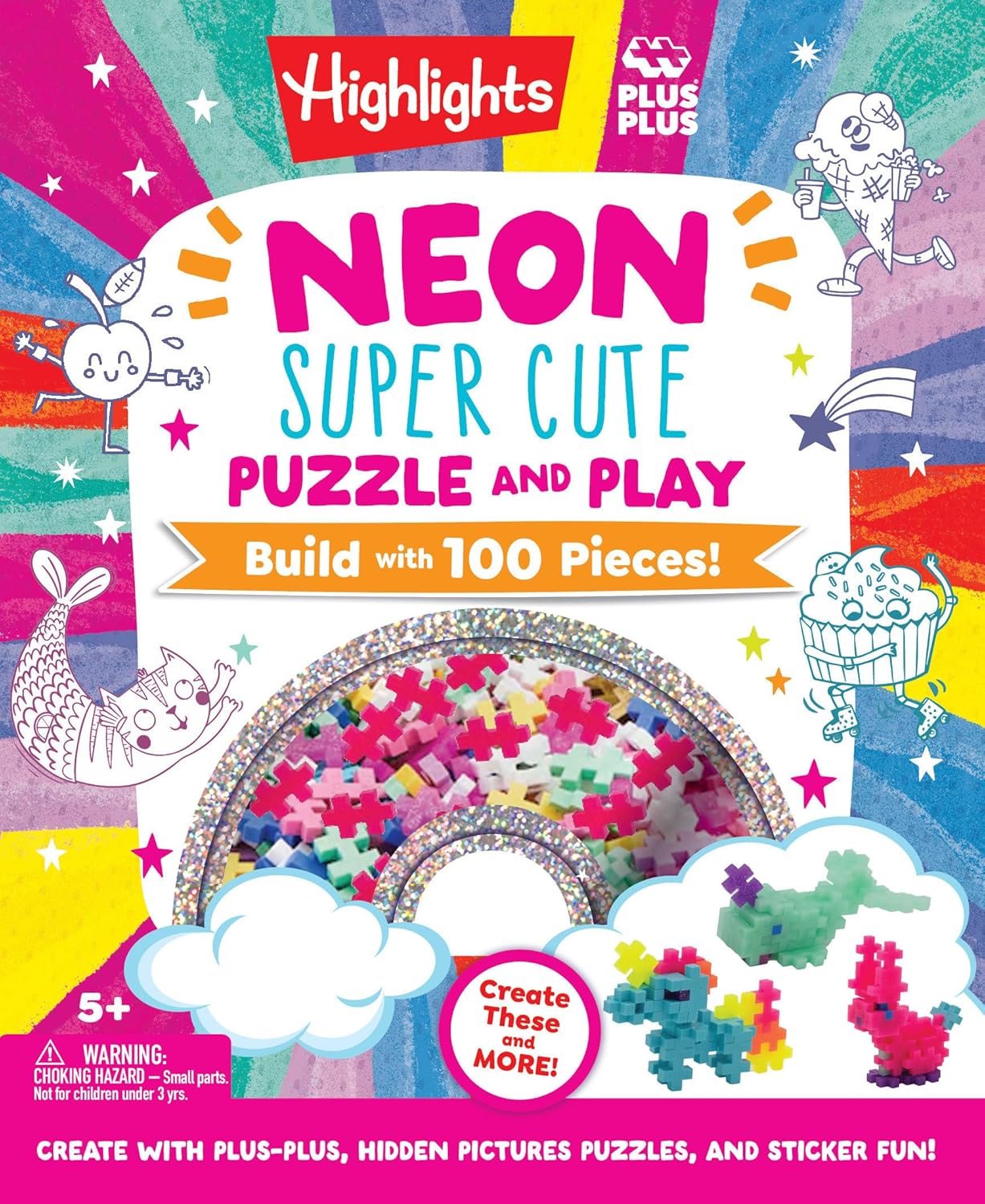 Neon Super Cute Puzzle and Play: Build with 100 Pieces!