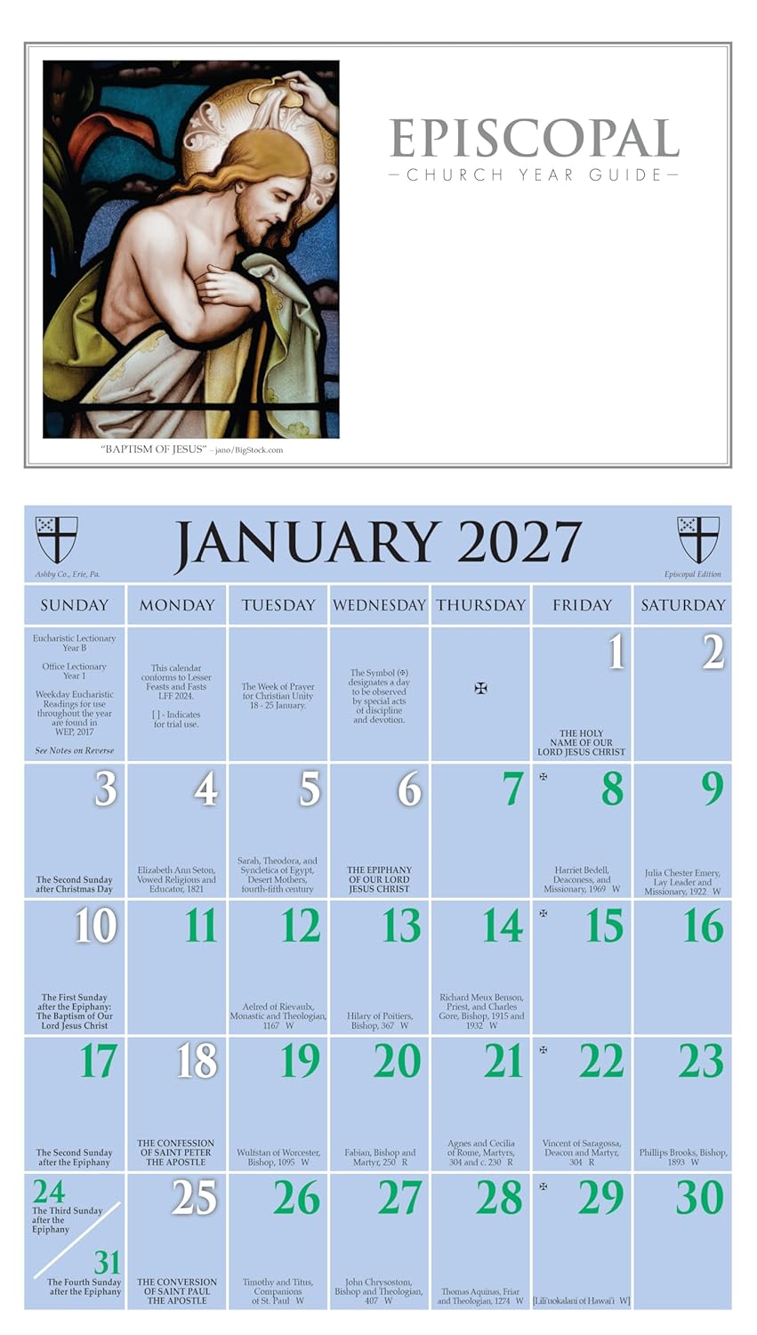 2027 Episcopal Church Year Guide Kalendar: January 2027 Through December 2027