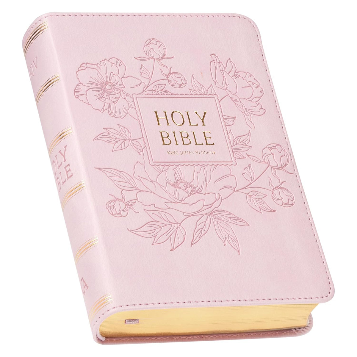 KJV Holy Bible, Compact Large Print Faux Leather Red Letter Edition - Ribbon Marker, King James Version, Pink