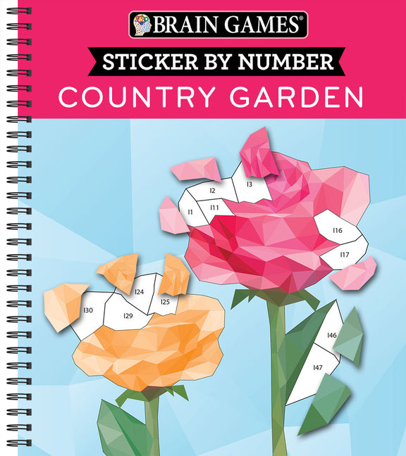 Brain Games - Sticker by Number: Country Garden (13 Images to Sticker) (Pages)