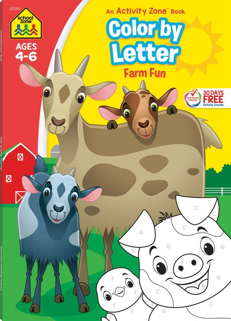 School Zone Color by Letter Farm Fun Workbook