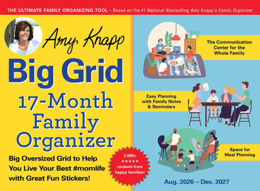 2027 Amy Knapp's Big Grid Family Organizer Wall Calendar: August 2026 - December 2027