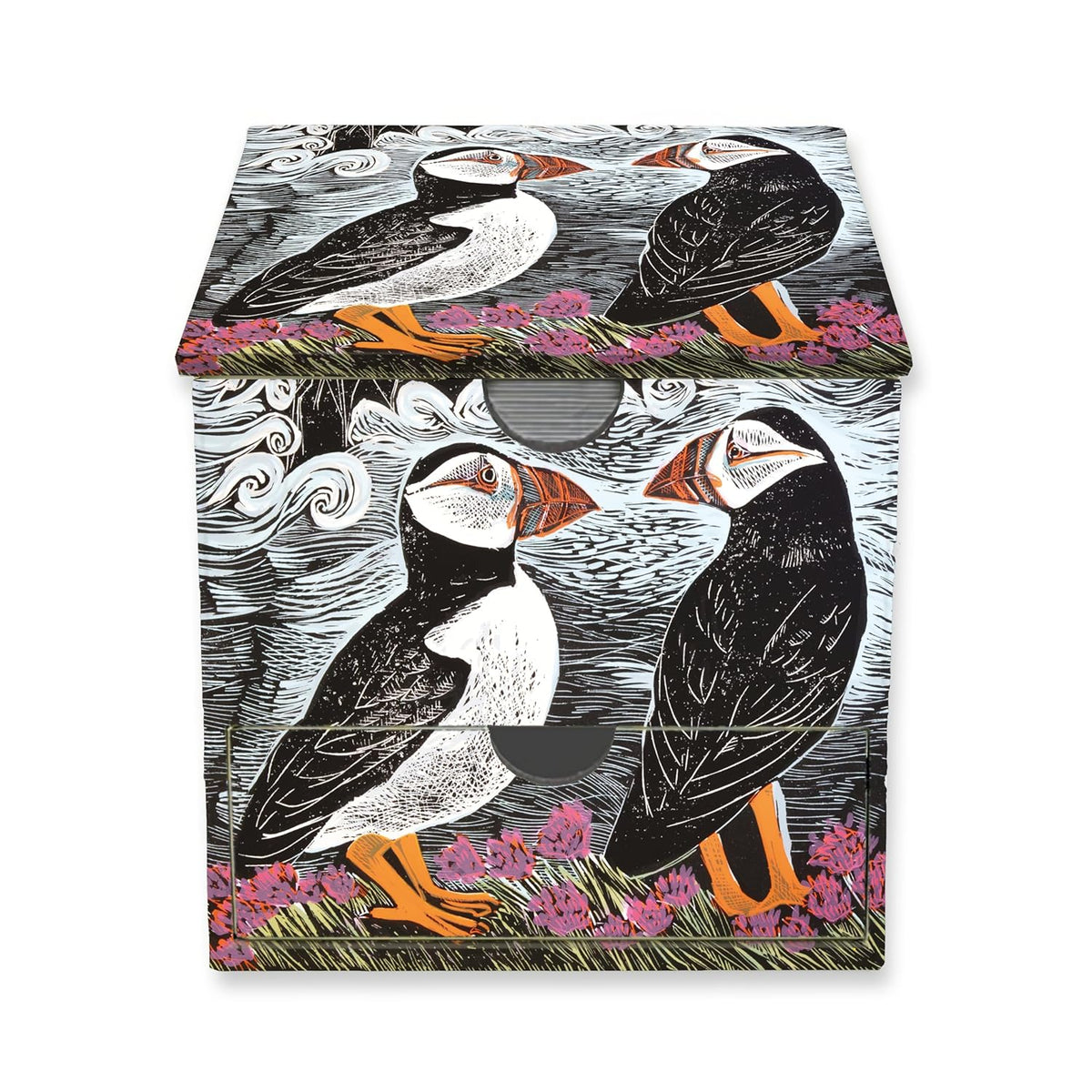 Angela Harding: Fair Isle Puffins Memo Box with Drawer