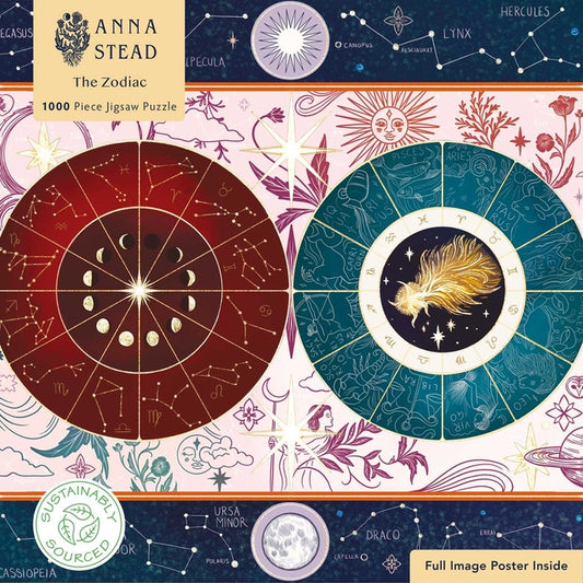 Adult Sustainable Jigsaw Puzzle Anna Stead: The Zodiac: 1000-Pieces. Ethical, Sustainable, Earth-Friendly