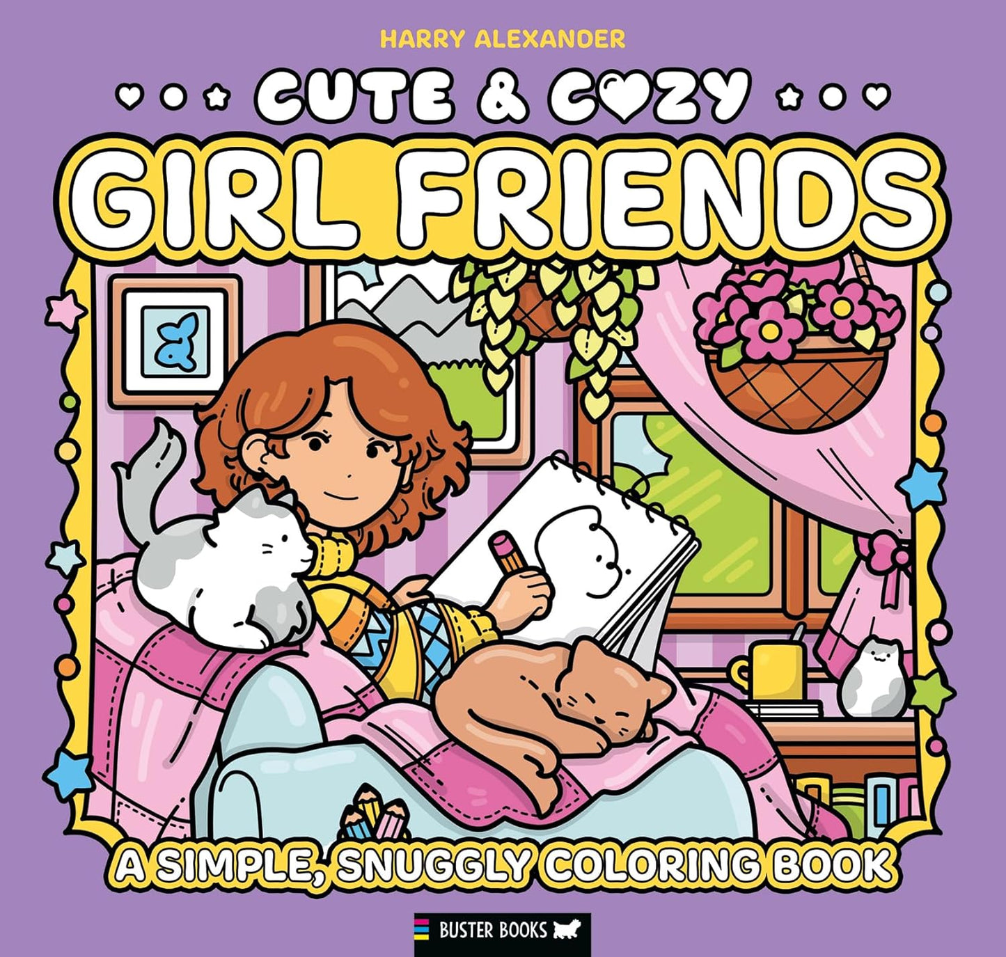 Cute & Cozy: Girl Friends: A Simple, Snuggly Coloring Book