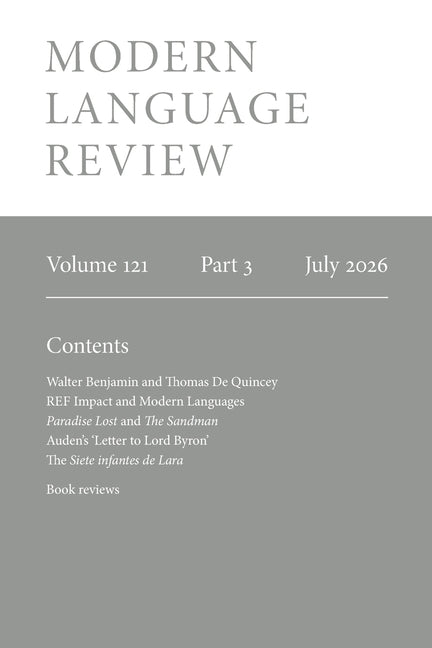 Modern Language Review (121.3) July 2026