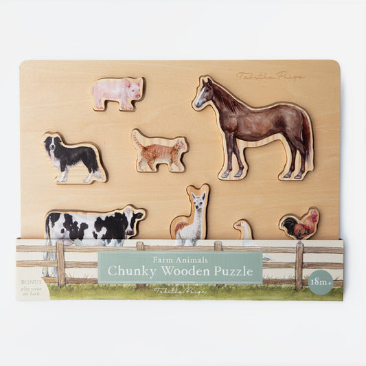 Farm Animals Wooden Puzzle: Wooden Puzzle for Toddlers 1-3