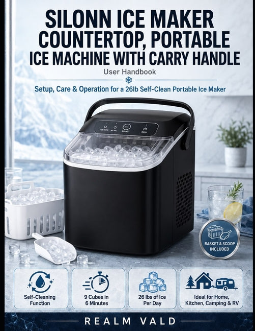 Silonn Ice Maker Countertop, Portable Ice Machine with Carry Handle User Handbook: Setup, Care & Operation for a 26lb Self-Clean Portable Ice Maker