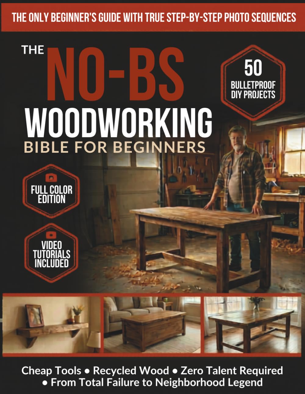 The No-BS Woodworking Bible for Beginners: 50 Bulletproof DIY Projects Any Broke, Tired Dad Can Build - Cheap Tools, Recycled Wood, Zero Talent - From Tot