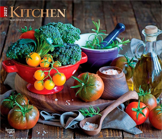 Kitchen 2027 14 X 24 Inch (Hanging) Monthly Deluxe Wall Calendar Foil Stamped Cover Plastic-Free