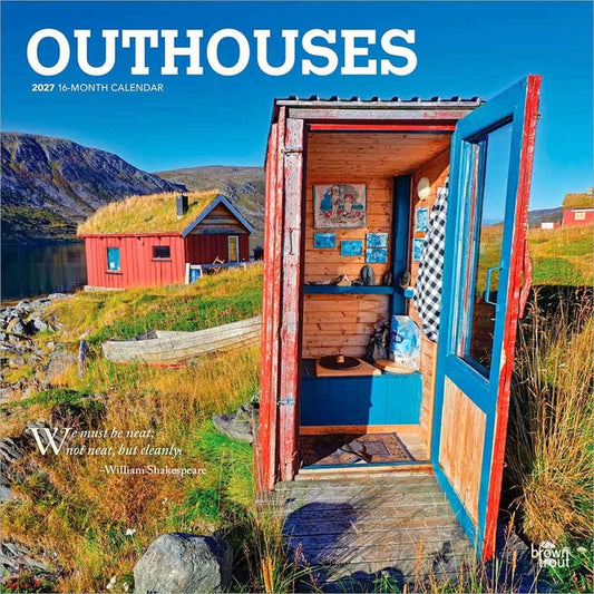 Outhouses 2027 12 X 24 Inch (Hanging) Monthly Square Wall Calendar Plastic-Free