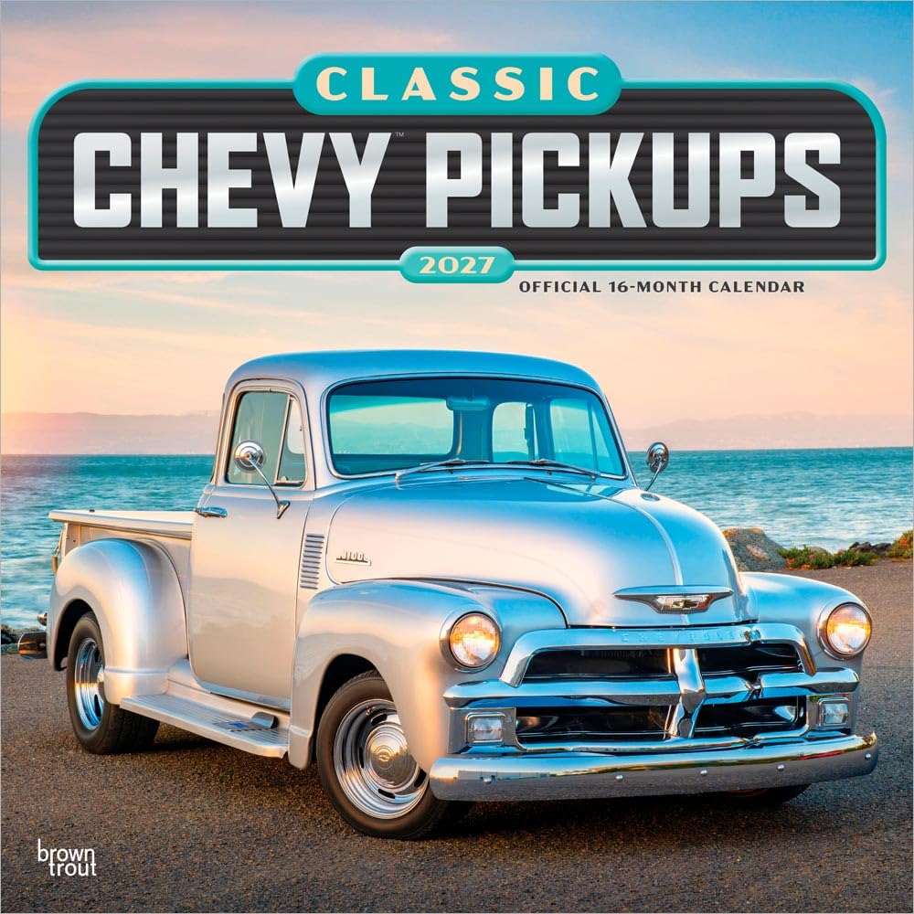 Classic Chevy Pickups Official 2027 12 X 24 Inch (Hanging) Monthly Square Wall Calendar Foil Stamped Cover Plastic-Free