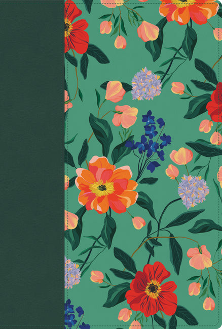 Rvr 1960 Biblia Letra Grande, Tamano Manual, Edicion Especial, Verde Floreado, Simil Piel