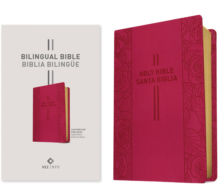 Bilingual Bible / Biblia Bilingue Nlt/Ntv (Leatherlike, Pink Rose)