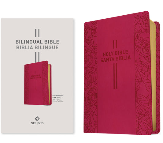 Bilingual Bible / Biblia Bilingue Nlt/Ntv (Leatherlike, Pink Rose)