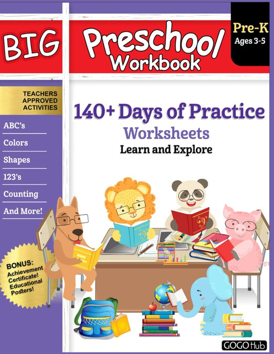 Big Preschool Workbook: Ages 3 - 5, 140+ Days of PreK Learning Materials, Fun Homeschool Curriculum Activities Help Pre K Kids Prep With Letter Tracin