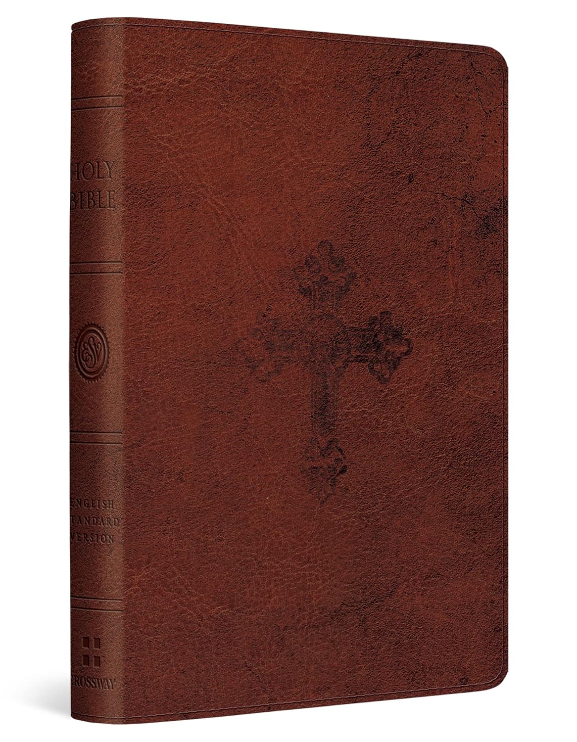 ESV Compact Bible (Trutone, Walnut, Weathered Cross Design)