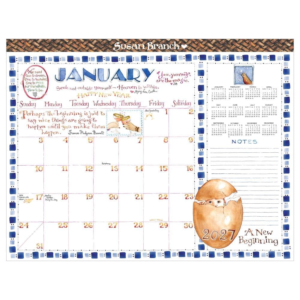 Cal 2027- Susan Branch Large Desk Pad Monthly Blotter
