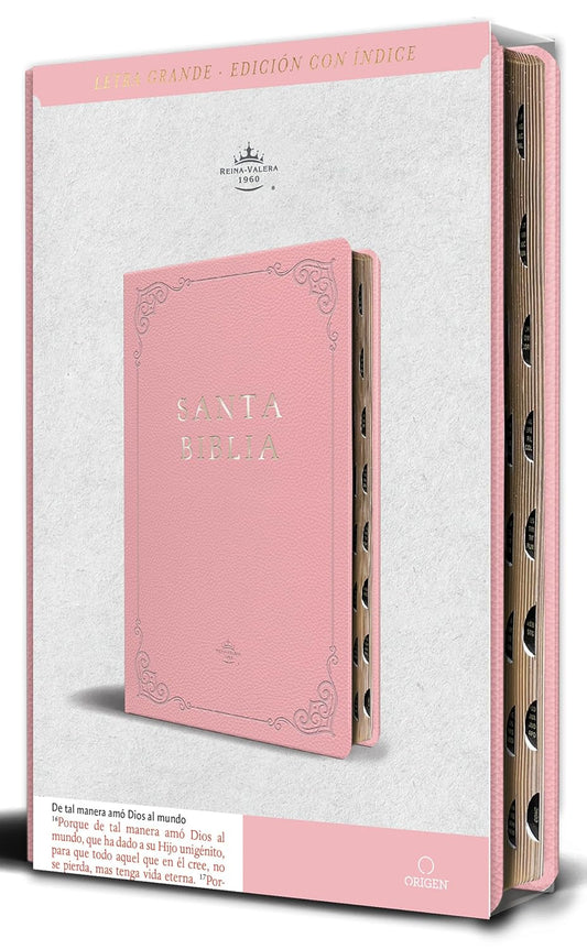 Biblia Rvr 1960 Letra Grande Tamano Manual, Piel Rosada Con Indice / Spanish Bible Rvr 1960 Handy Size Large Print Leathersoft Pink with Index