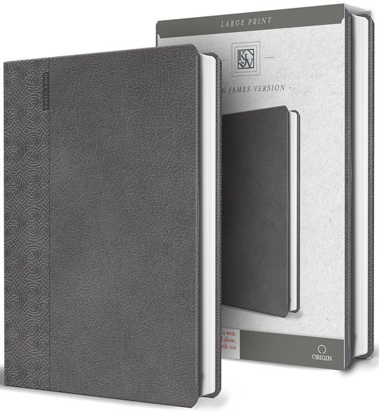 KJV Holy Bible Large Print Handy Size Gray Imitation Leather