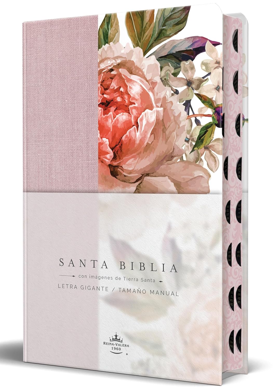 Rvr 1960 Tamano Manual Letra Gigante Tela Con Flores Rosadas, Canto Pintado E Indice / Spanish Bible Rvr 1960 Giant Print, Pink Leathersoft with Flowe