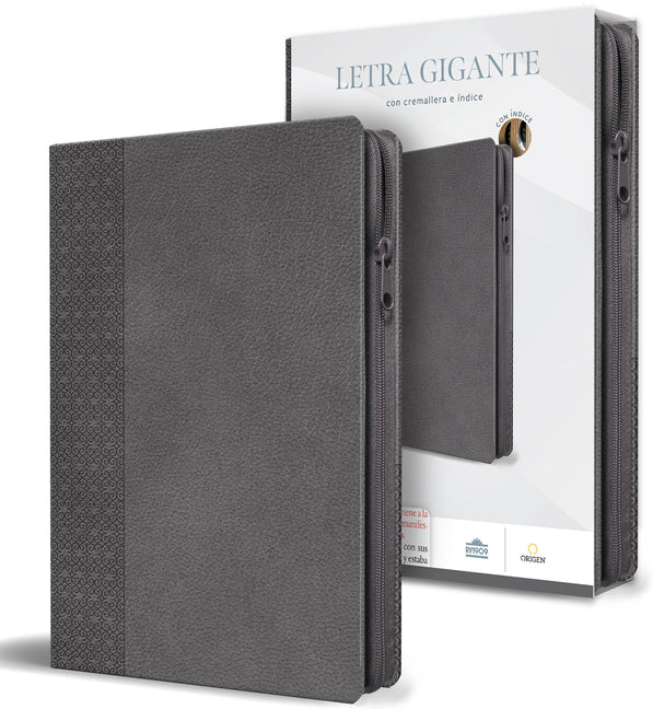 Biblia Reina Valera Letra Gigante, Sa-Mil Piel Gris Con Cremallera E A-Ndice / Spanish Bible Reina Valera Giant Print, Gray Leathersoft with Zipper an